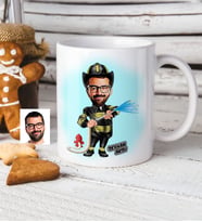 BK Gift Kişiye Özel Bay İtfaiyeci Karikatür Beyaz Kupa Bardak