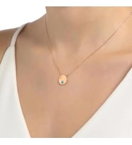 925 Ayar Rose Gümüş Mavi Taşlı Yuvarlak Kolye