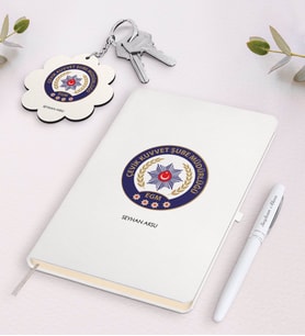 BK Gift Kişiye Özel Çevik Kuvvet Beyaz Defter Kalem Ve Anahtarlık Hediye Seti-2 (Model 1)