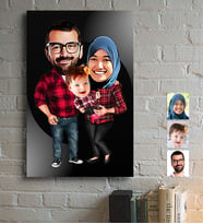 BK Gift Kişiye Özel Aile Karikatürlü Ahşap Tablo - 2