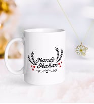 BK Gift Kişiye Özel Sevgililer Günü Kupa ve Çift İsimli Papatya Kolye-30 (Model 1)