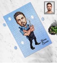 Kişiye Özel Berber Karikatürlü A4 99 Parça Puzzle Bay-2