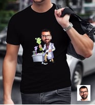 BK Gift Kişiye Özel Bay Kimyager Karikatürlü Siyah T-Shirt-1