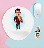 BK Gift Kişiye Özel Baba Oğul Karikatürlü Bilek Destekli Mouse Pad-3 (Beyaz)