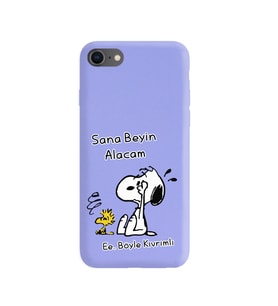 Snoopy Tasarımlı Mor Lansman Telefon Kılıfı İphone 7