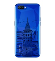 Galata Tasarımlı Süper Şeffaf Silikon Telefon Kılıfı Oppo Realmi C2
