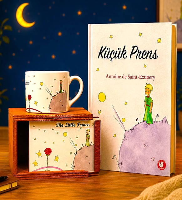 Kişiye Özel Küçük Prens Ahşap Kutulu Kupa & Küçük Prens Kitap Arkadaşa Hediye Seti