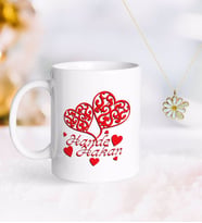 BK Gift Kişiye Özel Sevgililer Günü Kupa ve Çift İsimli Papatya Kolye-12 (Model 1)