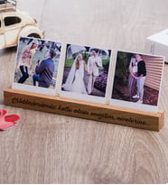 Yıldönümü Hediyesi Üç Fotoğraflı Ahşap Stand