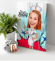 BK Gift Kişiye Özel Hemşire Karikatür Kanvas Tablo 30x50cm 2