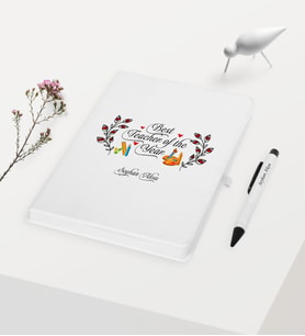 BK Gift Kişiye Özel Yılın En İyi Öğretmeni Temalı Beyaz Defter Kalem Hediye Seti - 1