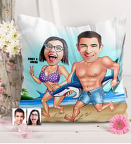 BK Gift Kişiye Özel Sevgililer Karikatürlü  Yastık  8