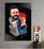 BK Gift Kişiye Özel Baba Oğul Karikatür Ahşap Tablo  1