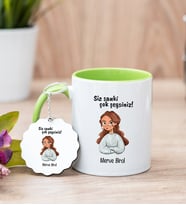 Siz Sanki Çok Şeysiniz Yeşil Kupa Bardak ve Anahtarlık Set