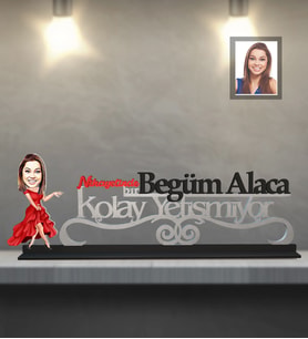 Kişiye Özel Bayan Karikatürlü Kolay Yetişmiyor Ahşap Biblo Model-7