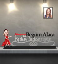 Kişiye Özel Bayan Karikatürlü Kolay Yetişmiyor Ahşap Biblo Model-7