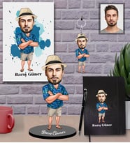 Kişiye Özel Erkek Karikatürlü 5 li Hediye Seti Model-9