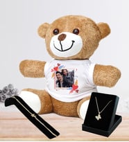 Kişiye Özel Peluş Ayıcık  Ve kelebek Kolye Bileklik Set