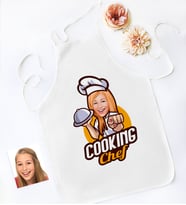 BK Gift Kişiye Özel Bayan Chef Karikatürlü Mutfak Önlüğü-15 (Beyaz)