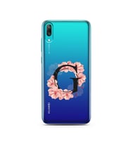 Pembe Çiçekli Harf Tasarım Süper Şeffaf Silikon Telefon Kılıfı Huawei Y7 Prime 2
