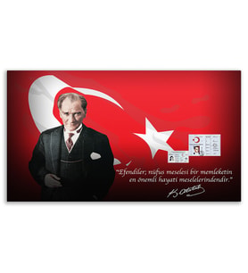 ''Güner Ofis'' Mustafa Kemal Atatürk Tablosu Deri Üzerine Kanvas Tablo 80x130