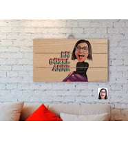 BK Gift Kişiye Özel En Güzel Anne Karikatürlü Otantik Ahşap Palet Tablo