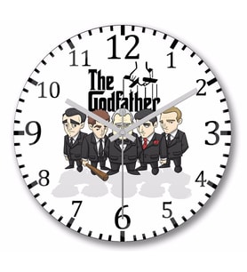 The Godfather İllüstrasyon Duvar Saati Bombeli Gercek Cam