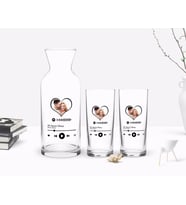 BK Gift Kişiye Özel Renkli Baskılı Fotoğraflı Spotify Barkodlu İkili Rakı Bardağı ve Karaf Hediye Seti-2 (Beyaz)