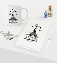 BK Gift Kişiye Özel Avukat Temalı Beyaz Defter Kalem Kupa Seti - 5 (Model 1)