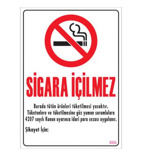 SÖNSAN UYARI LEVHALARI ''SIGARA İÇİLMEZ'' PVC 25*35