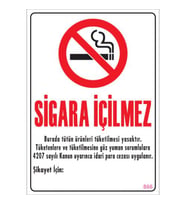 SÖNSAN UYARI LEVHALARI ''SIGARA İÇİLMEZ'' PVC 25*35