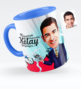 BK Gift Kişiye Özel Bay Muhasebeci Karikatürlü Mavi Kupa Bardak  1