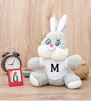 Kişiye Özel Baş Harfli Peluş Tavşan ve Mini Fotoğraf Çerçevesi