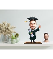 Kişiye Özel Erkek Mezun Öğrenci Karikatür Ahşap Biblo