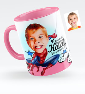 BK Gift Kişiye Özel Erkek Çocuk Karikatürlü Pembe Kupa Bardak  1
