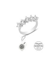 Gümüş Beş Taşlı Çapraz Model Swarovski Yüzük