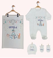 Pia Baby Gl 1942-03 İsme Özel Battaniyeli Tulum Set