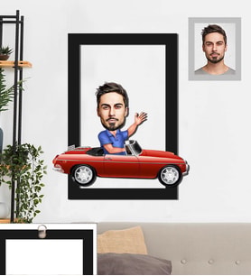 Kişiye Özel Sürücü Karikatürlü 3D Ahşap Tablo 30x47 Bay-1