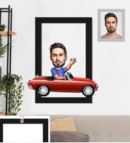 Kişiye Özel Sürücü Karikatürlü 3D Ahşap Tablo 30x47 Bay-1