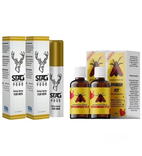 2 KUTU STAG 9000 ERKEK GECİKTİRİCİ SPREY + 2 KUTU SPANİSH FLY BAYAN UYARICI,İSTEK ARTTIRICI AZDIRICI DAMLA %100 ORJİNAL ÜRÜN