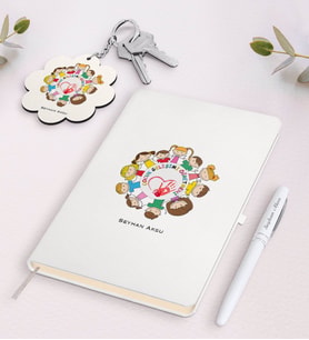 BK Gift Kişiye Özel Çocuk Gelişimi Öğretmeni Beyaz Defter Kalem Ve Anahtarlık Hediye Seti-1 (Model 1)