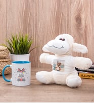 Sevgililer Günü Hediyesi Mavi Kupa Bardak ve Peluş Koyun