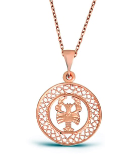 Yengeç Burcu Gümüş Madalyon Kolye - N135801 (Rose)