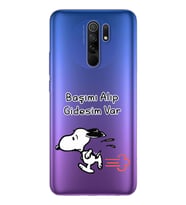 Snoopy Tasarımlı Süper Şeffaf Silikon Telefon Kılıfı Xiomai Redmi 9