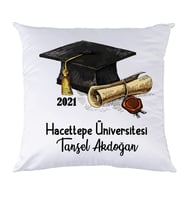 Biresimden Mezuniyet Hediyesi İsimli Tarihli Kişiye Özel Baskılı Yastık