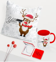 BK Gift Kişiye Özel Yılbaşı Mutlu Yıllar Temalı Kırmızı Kupa Ayna Yastık Seti - 11