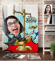 BK Gift Kişiye Özel Bayan Avukat Karikatür Kanvas Tablo 70x100cm 4
