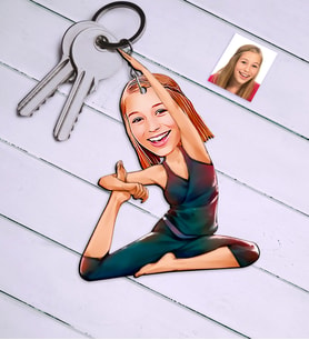 BK Gift Kişiye Özel Bayan Yoga Temalı Karikatür Anahtarlık  2