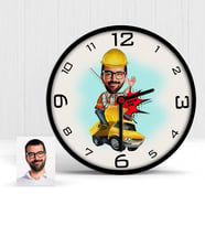 BK Gift Kişiye Özel Bay Yol Mühendisi Karikatür Ahşap Duvar Saati  1
