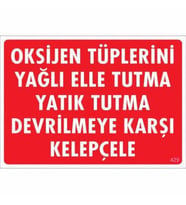 Pvc Levha Oksijen Tüplerini Yağlı Elle Tutma Yatık Tutma Devrilmeye Karşı Kelepçelequot; 25X35 Cm